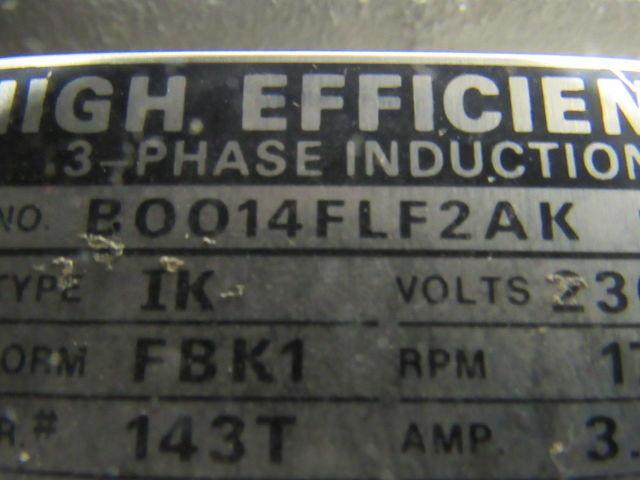 Toshiba  B0014FLF2AK 1HP 3PH 230/460V 1735RPM Electric Motor
