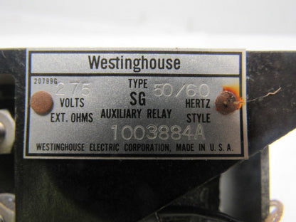 Westinghouse Type SG Auxiliary Relay 275V 50/60Hz