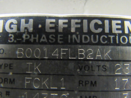 Toshiba B0014FLB2AK 1HP 3PH 230/460V 1735RPM Electric Motor