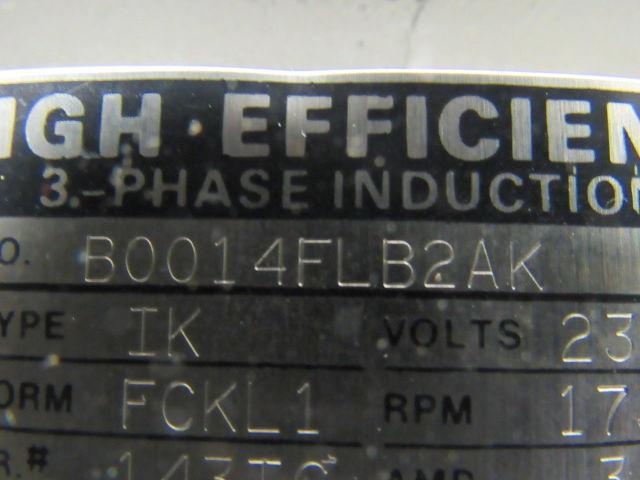 Toshiba B0014FLB2AK 1HP 3PH 230/460V 1735RPM Electric Motor