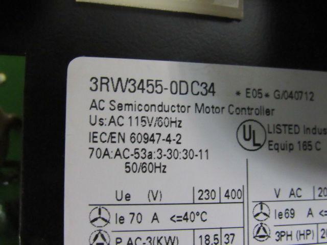 Siemens 3RW3455-0DC34 SIKOSTART Semiconductor Motor Controller Soft Start 50HP
