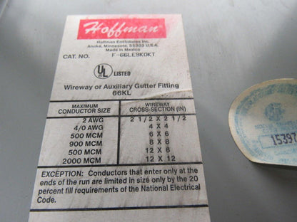 Hoffman F-66LE9K0KT 120332120332 90° Elbow W/Gaskets Auxiliary Gutter Fitti