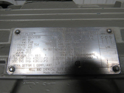 Siemens RGZVTESD PE 21 PLUS 10HP 3PH 460V 1750RPM Mill & Chemical Electric Motor