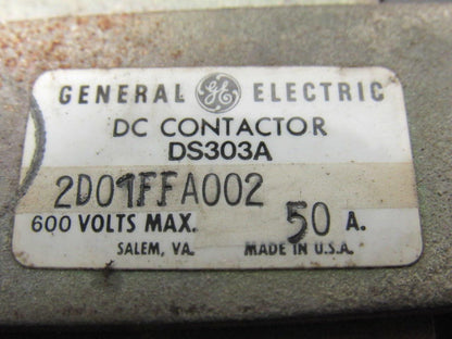 GE General Electric 2D01FFA002 DS303A DC Contactor 600V 50A