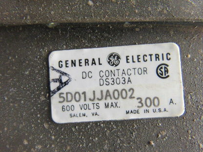 GE General Electric 5D01JJA002 DS303A DC Contactor 600V 300A 230/250VDC Coil