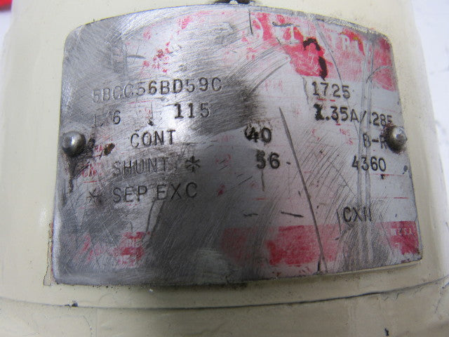 Paterson NC219NC1AG00A06 25.44:1 Ratio Gearmotor 115VDC 1725RPM IN 67RPM OUT