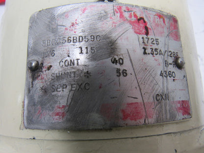 Paterson NC219NC1AG00A06 25.44:1 Ratio Gearmotor 115VDC 1725RPM IN 67RPM OUT