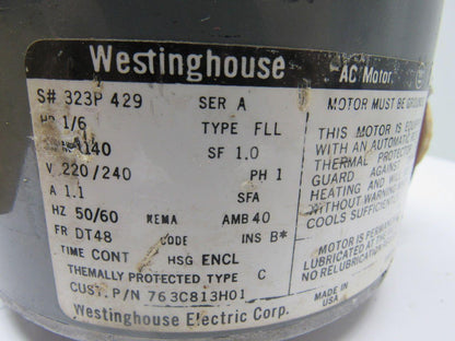 Westinghouse 323P 429 1/6HP 1PH 220/240V 1140RPM Electric Motor