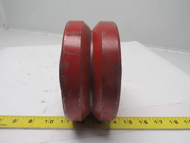 6" Cast Iron V Groove Caster Wheel W/Bearing 1" ID 3-1/2" Bearing Width