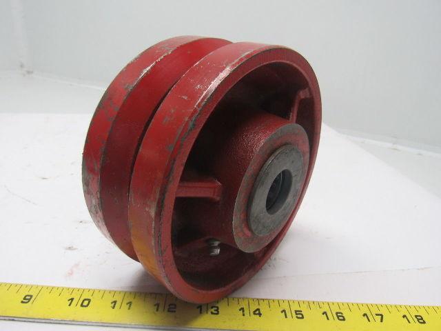 6" Cast Iron V Groove Caster Wheel W/Bearing 1" ID 3-1/2" Bearing Width