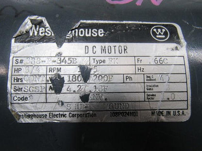 Westinghouse 388-P-345B 3/4HP 180VDC Permanent Magnet Electric Motor
