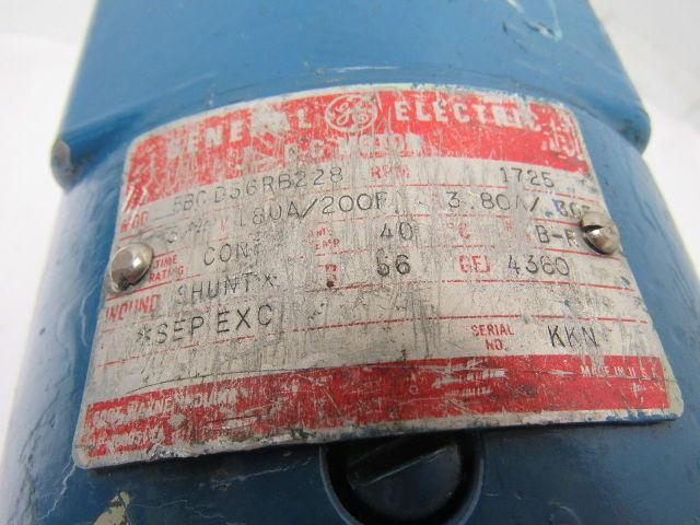 General Electric 5BCD56RB228 3/4 HP 180VDC 1725RPM Electric  Motor