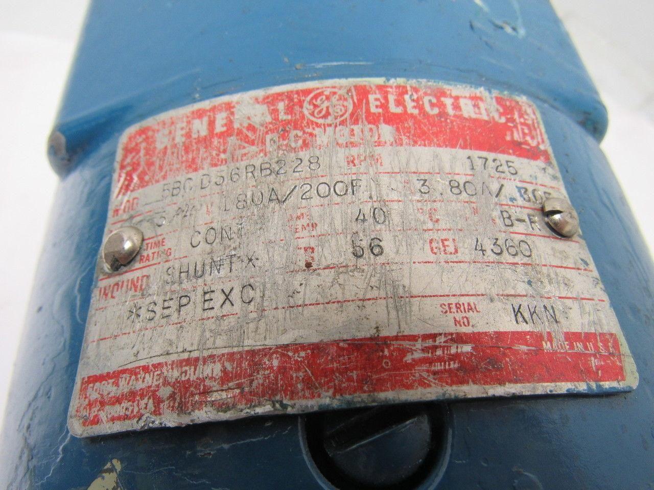 General Electric 5BCD56RB228 3/4 HP 180VDC 1725RPM Electric  Motor
