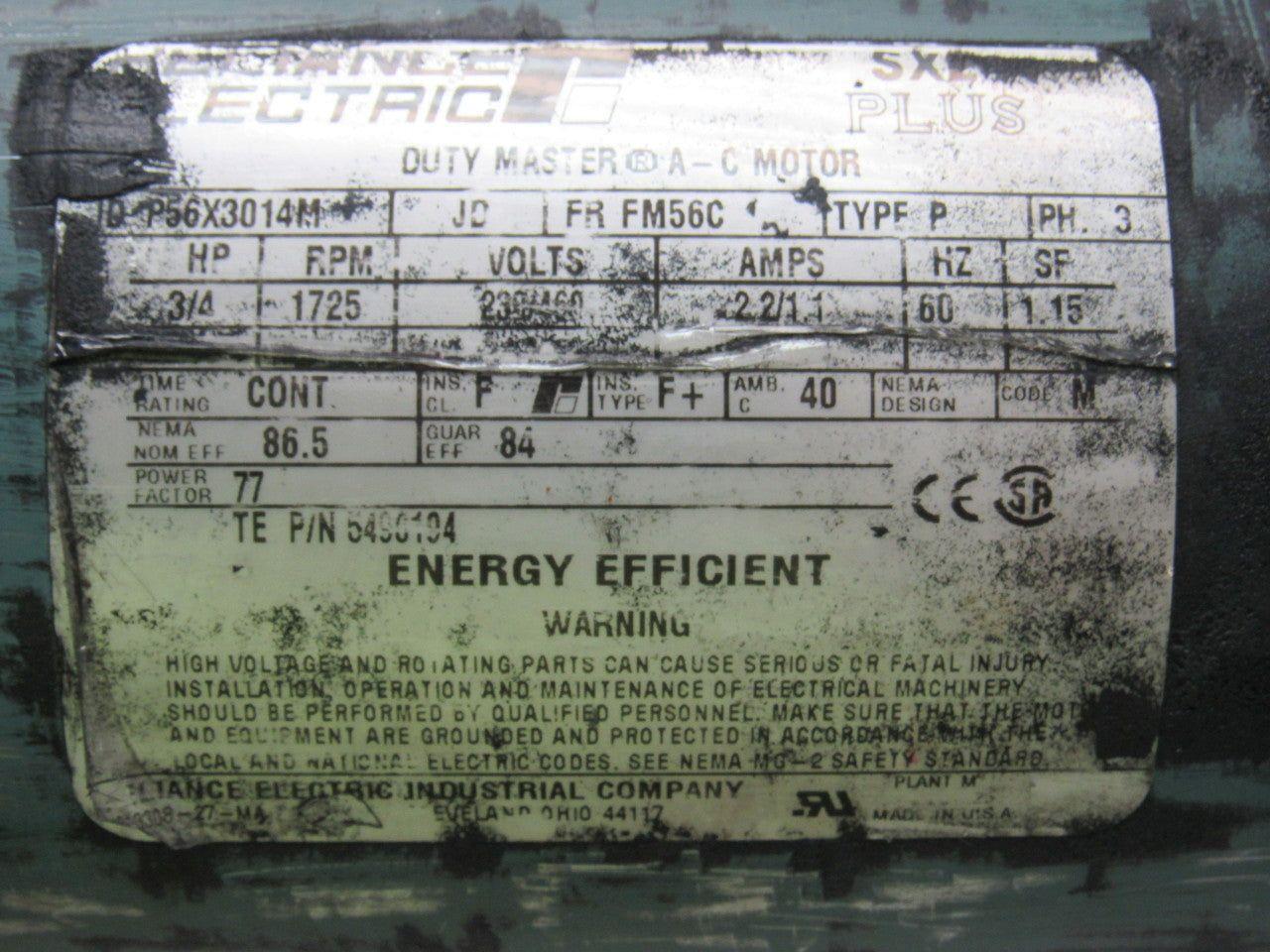 Reliance Electric P56X3014M 3/4 HP 3PH 230/460V 1725RPM Electric Motor