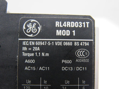 GE General Electric RL4RD031T Mod 1 24 VDC Coil Control Relay Contactor Lot of 3
