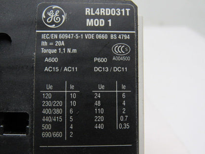 GE General Electric RL4RD031T Mod 1 24 VDC Coil Control Relay Contactor Lot of 3