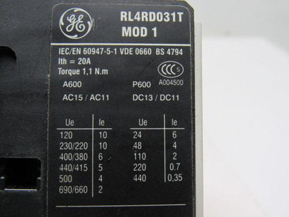GE General Electric RL4RD031T Mod 1 24 VDC Coil Control Relay Contactor Lot of 3