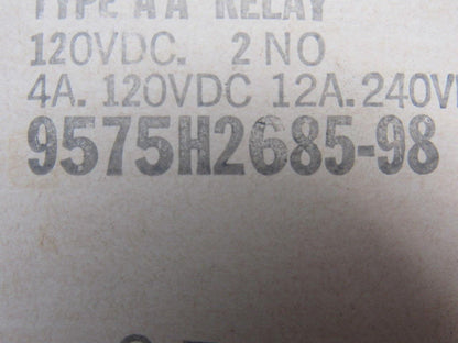 Cutler Hammer 9575H2685-98 Type AA DC Control Relay 120VDC 2 N.O.
