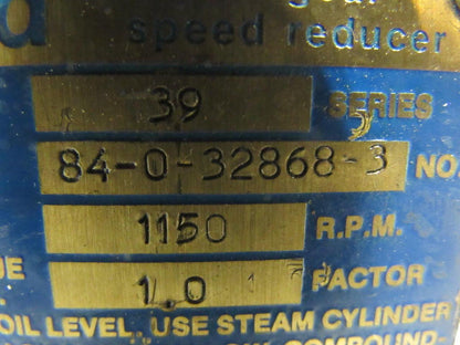 Cleveland 84-0-32868-3 Size 35E Series 39 Worm Gear Speed Reducer 5 X 1 Ratio