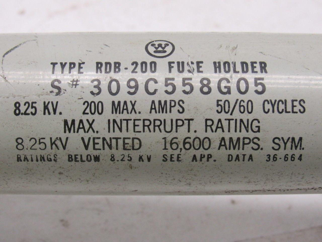 Westinghouse Type RDB-200 8.25 KV 200A Max. 50/60Hz Fuse Holder