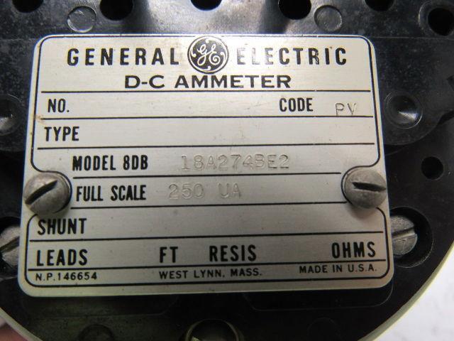 Yokogawa/GE Type 8DB DC Ammeter 40-0-20 Lower/Raise Scale 250-0-250uA Range