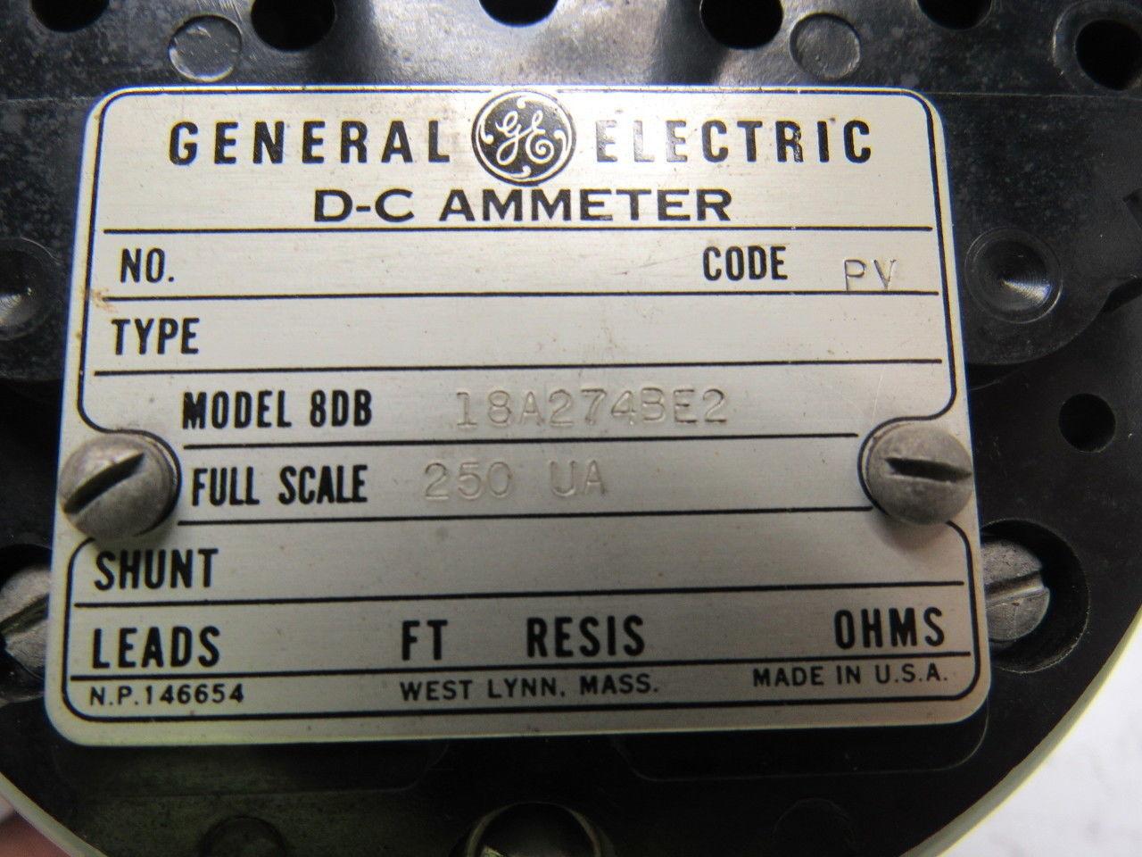 Yokogawa/GE Type 8DB DC Ammeter 40-0-20 Lower/Raise Scale 250-0-250uA Range