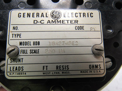 Yokogawa/GE Type 8DB DC Ammeter 40-0-20 Lower/Raise Scale 250-0-250uA Range