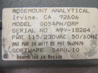 Rosemount 54EPH/ORP Analyzer Controller 115/120V 60Hz 10W