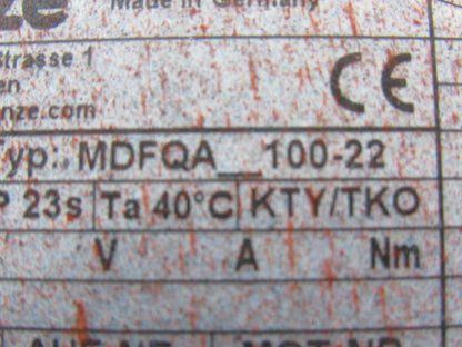 LENZE MDFQA 100-22 100Hz Asynchronous Servo Motor Professionally Refurbished