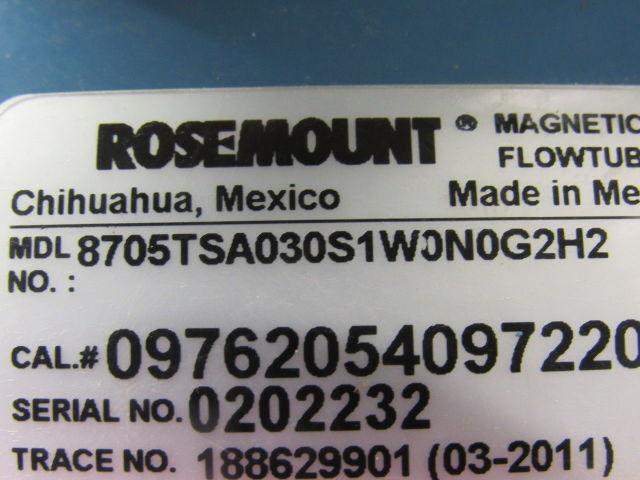 Rosemount 8705TSA030S1W0N0G2H2 3" Magnetic Flow Tube Flanged Sensor