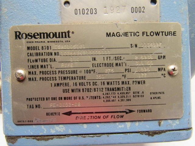 Rosemount 8701TSA010S1G1 1" Magnetic Flow Tube Flanged Sensor