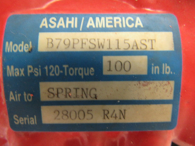 Ashi/America B79PFSW115AST 1" Valve Pneumatic Actuator Assembly Spring Return