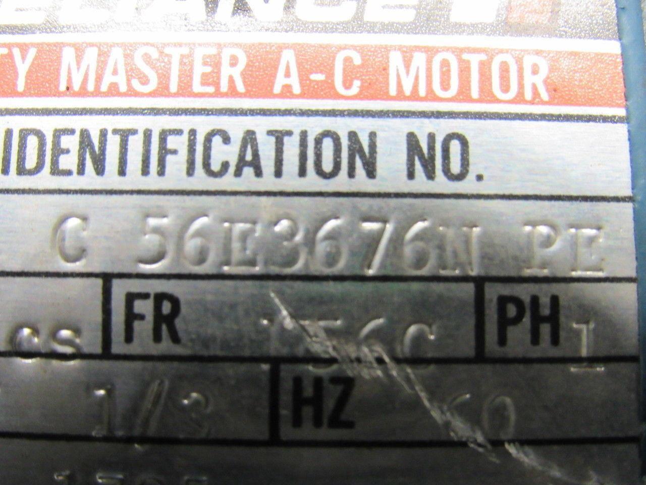 Reliance Electric C56E3676N PE 1/3HP 1PH 115/230V 1725RPM Electric Motor