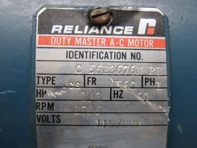 Reliance Electric C56E3676N PE 1/3HP 1PH 115/230V 1725RPM Electric Motor