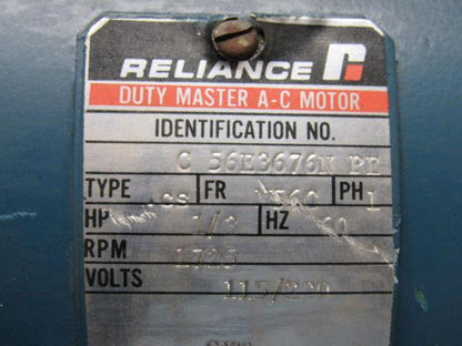 Reliance Electric C56E3676N PE 1/3HP 1PH 115/230V 1725RPM Electric Motor