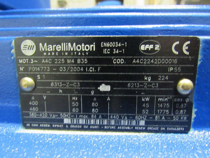 MARELLI A4C2242D00016 60/70 HP AC Motor 50/60 Hz 1475/1775 RPM 3Ph
