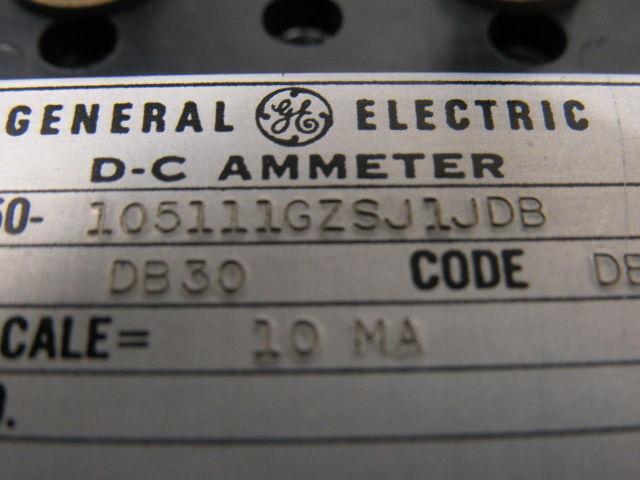 GE General Electric DB-30 105111GZSJ1JDB Panel Meter D-C Ammeter 10 MA 0-600 RPM