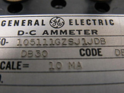 GE General Electric DB-30 105111GZSJ1JDB Panel Meter D-C Ammeter 10 MA 0-600 RPM