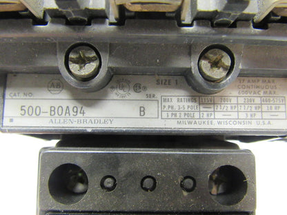A-B Allen Bradley 500-BOA94 Series B AC Lighting Contactor