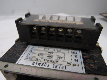 Transformer 50VA 180-200-220V Primary 100V Secondary 1PH 50/60Hz