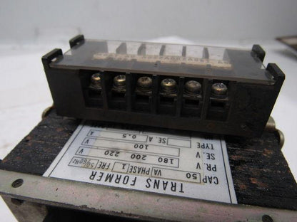Transformer 50VA 180-200-220V Primary 100V Secondary 1PH 50/60Hz