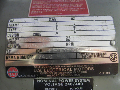 US Motors F-4835-04-274 1/3HP 3PH 230/460V 1145RPM Electric Motor