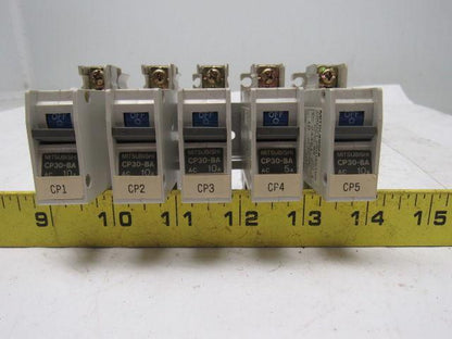 Mitsubishi Electric CP30-BA 1 Pole 10A Circuit Protector Din Rail Mount Lot of 5