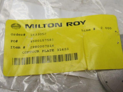 Milton Roy 2980-007-016 Pump SS Contour Plate 2.5" OD X 0.115" Thick