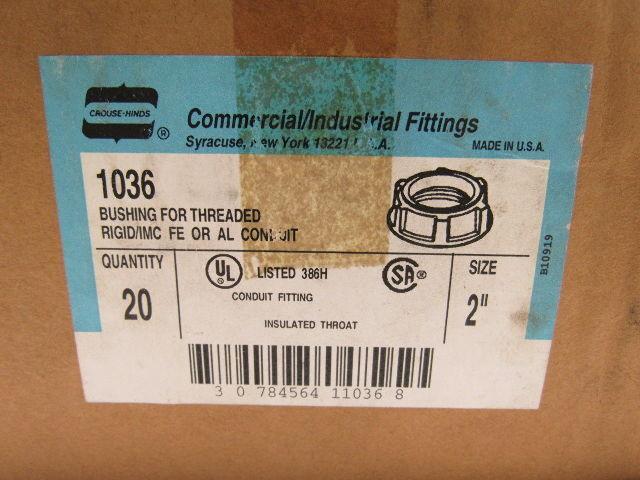 Crouse Hinds 1036 Threaded Insulated Bushing 2" Rigid IMC  Box of 20