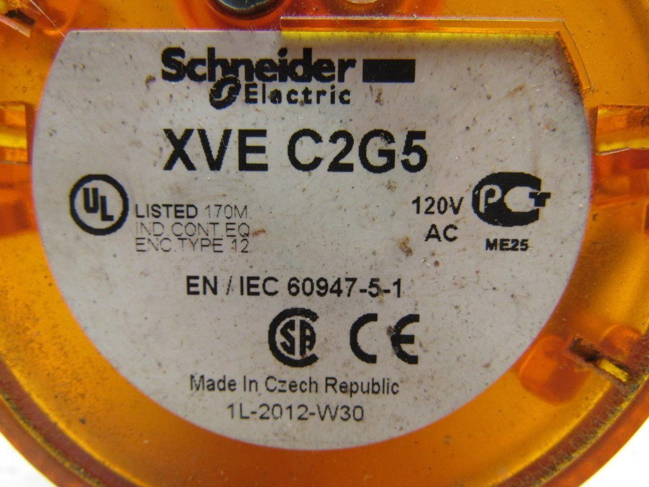 Schneider Electric XVE C2G5 LED Amber Stack Beacon Light Assembly 120V