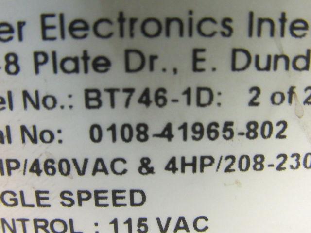 Power Electronics Intl BT746-1D Single Speed Soft Start Reduced Torque Control