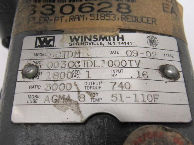 Winsmith 003CCTDL1000TV 3CTDM Double Reduction Speed Reducer Gear Box 3000:1