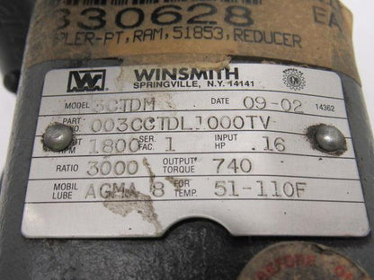 Winsmith 003CCTDL1000TV 3CTDM Double Reduction Speed Reducer Gear Box 3000:1