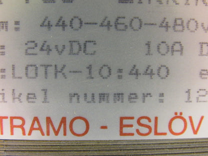 Tramo Type LOTK-10:440 Transformer Pri 440-440-460-480V Sec 24VDC 10VDC 50/60HZ